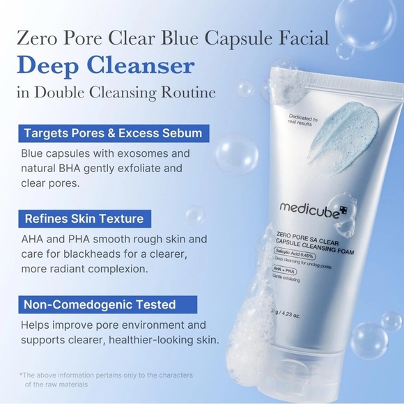medicube Zero Pore Clear Blue Capsule Facial Deep Cleanser for Skin Texture - Picture 2 of 3